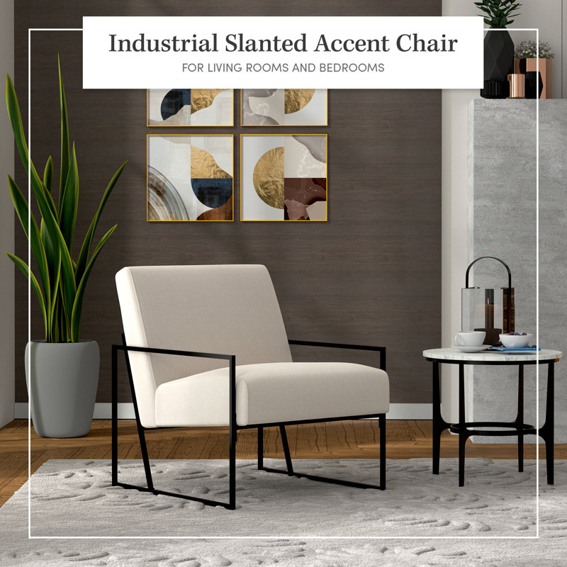 Ebern Designs Burbuqe Industrial Metal Arm Accent Chair & Reviews Wayfair